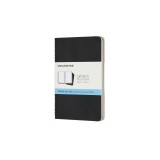 Schwarzes Moleskine Notizheft im Taschenformat mit punktierter Papierseite.