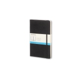 Schwarzes Moleskine Notizbuch Classic Hardcover mit punktkariertem Papier und Papierbanderole.