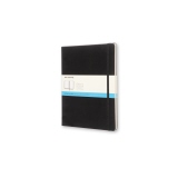 Schwarzes Moleskine Notizbuch Classic Hardcover XL mit punktkarierten Seiten und Papierbanderole.