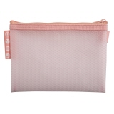 Pastellfarbener Kleinkrambeutel aus EVA mit Reißverschluss und Struktur, Rückansicht.