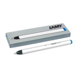 Lamy Nachfüllpatrone für Tintenroller in Verpackung, kombiniert mit einem weißen Stift.