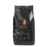 Schwarze Verpackung mit grünem Etikett für Kaffee ErlebnisPur Café Crema.