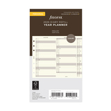 Kalendereinlage 2026 mit vertikalem Jahresplaner und englischer Beschriftung.