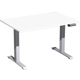 Geramöbel Schreibtisch Elevate Basic 1.200 x 730-1.230 x 800 mm (B x H x T) silber