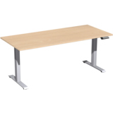 Geramöbel Schreibtisch Elevate Basic 1.800 x 730-1.230 x 800 mm (B x H x T) silber