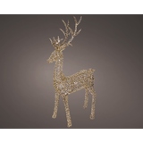 Lichterkette in Form eines Rentiers mit goldenen Lichtern und geäußerten Antlers.