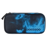 Schlampermäppchen in Schwarz mit blauen Wolkenmotiven, geschlossene Ansicht von vorne.