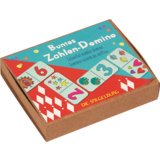 Bunte Verpackung des Zahlen-Dominos mit Illustrationen und Zahlenelementen auf der Vorderseite.