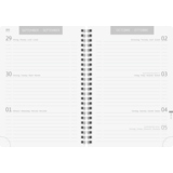 Geöffneter Schülerkalender 2025/2026 mit Wochendarstellung und Platz für Notizen.