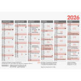 Tafelkalender für das Jahr 2026 mit Monatsübersicht und Feiertagen.