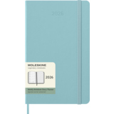 Türkisfarbenes Moleskine Buchkalender DIN A5 2026 mit Wochenterminen und linierten Notizseiten.