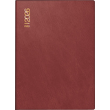 Bordeauxfarbener Taschenkalender im DIN A6 Format mit goldener Schrift auf dem Cover.