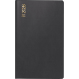 Schwarzer Taschenkalender im DIN A6 Format mit goldener Jahreszahl 2026.