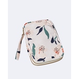 Kompaktes Reiseetui mit floralem Muster und Reißverschluss, auf heller Fläche abgebildet.