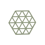 Sechseckiger Topfuntersetzer in rosa mit geometrischem Muster.