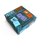 Spieleschachtel von 'Patente Patente' mit buntem Design und Illustrationen kurioser Patentideen.