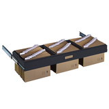 Hängerahmen für Büroschrank mit drei Schubladen, gefüllt mit Ordnern.