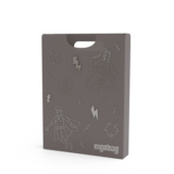 Graue Heftbox mit Superhelden-Motiven und Griff, passend für Schulranzen.