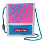 Brustbeutel mit pink-blauem Design und Trageband für Kinder.