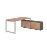 Hammerbacher Schreibtischkombination RSE16 Farbe der Tischplatte nussbaum Farbe des Korpus graphit Farbe des Gestells silber