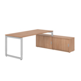 Hammerbacher Schreibtischkombination RSE19 Farbe der Tischplatte nussbaum Farbe des Korpus nussbaum Farbe des Gestells silber
