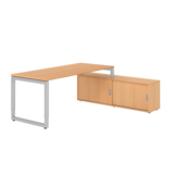 Hammerbacher Schreibtischkombination RSE19 Farbe der Tischplatte buche Farbe des Korpus buche Farbe des Gestells silber