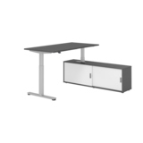Hammerbacher Schreibtischkombination XMST16 Farbe der Tischplatte graphit Farbe des Korpus graphit Farbe des Gestells silber