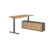Hammerbacher Schreibtischkombination XMST16 Farbe der Tischplatte asteiche Farbe des Korpus graphit Farbe des Gestells graphit