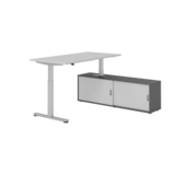 Hammerbacher Schreibtischkombination XMST16 Farbe der Tischplatte grau Farbe des Korpus graphit Farbe des Gestells silber