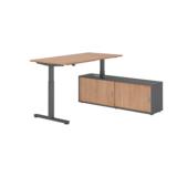 Hammerbacher Schreibtischkombination XMST16 Farbe der Tischplatte nussbaum Farbe des Korpus graphit Farbe des Gestells graphit