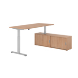 Hammerbacher Schreibtischkombination XMST19 Farbe der Tischplatte nussbaum Farbe des Korpus nussbaum Farbe des Gestells silber