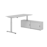 Hammerbacher Schreibtischkombination XMST19 Farbe der Tischplatte grau Farbe des Korpus grau Farbe des Gestells silber