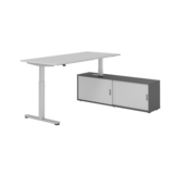 Hammerbacher Schreibtischkombination XMST19 Farbe der Tischplatte grau Farbe des Korpus graphit Farbe des Gestells silber