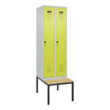 C+P Kleiderspind Evolo PLUS mit untergebauter Sitzbank 2 Abteile lichtgrau