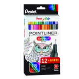 Pentel Fineliner Pointliner Colour Dye Ink 18 St./Pack.