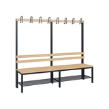 C+P Umkleidebank Solid Holz 2.000 x 1.716 x 412 mm (B x H x T) mit Schuhrost