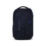Schulrucksack in dunklem Blau mit sportlichem Design und mehreren Fächern.