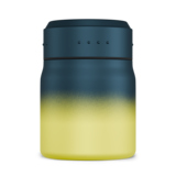 Thermo Lunchbox in Blau-Gelb mit doppelter Wandisolierung und auslaufsicheren Verschlüssen.