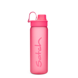 Pinkfarbene Sport-Trinkflasche von Satch mit Schraubverschluss und Henkel.