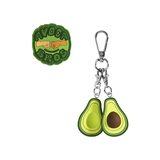 Rucksack-Zubehör-Set mit Avocado-Anhänger und Patch mit dem Schriftzug "Avoca Bros".