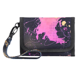 Geldbörse mit Handschlaufe im Design Colour Drift von COOCAZOO in Schwarz, Pink und Gelb.