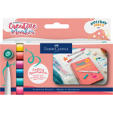 Pinselstift-Set mit 6 Goldfaber Creative Markern auf einem Verpackungsdesign in leuchtenden Farben.