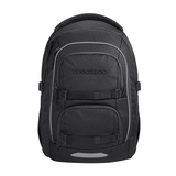 Schwarzer COOCAZOO Schulrucksack PORTER mit mehreren Fächern und reflektierenden Elementen.