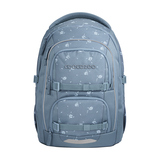 COOCAZOO Schulrucksack PORTER in Blau mit floralem Muster und mehreren Fächern.