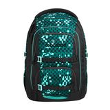 Schulrucksack COOCAZOO Porter in Pixel Blox Design, vorne mit zwei Kompressionsriemen.