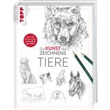 Zeichenbuch mit Tierillustrationen und Bleistiften auf dem Cover.