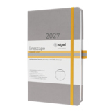 SIGEL Buchkalender Linescape 2027 hellgrau/gelb Produktbild