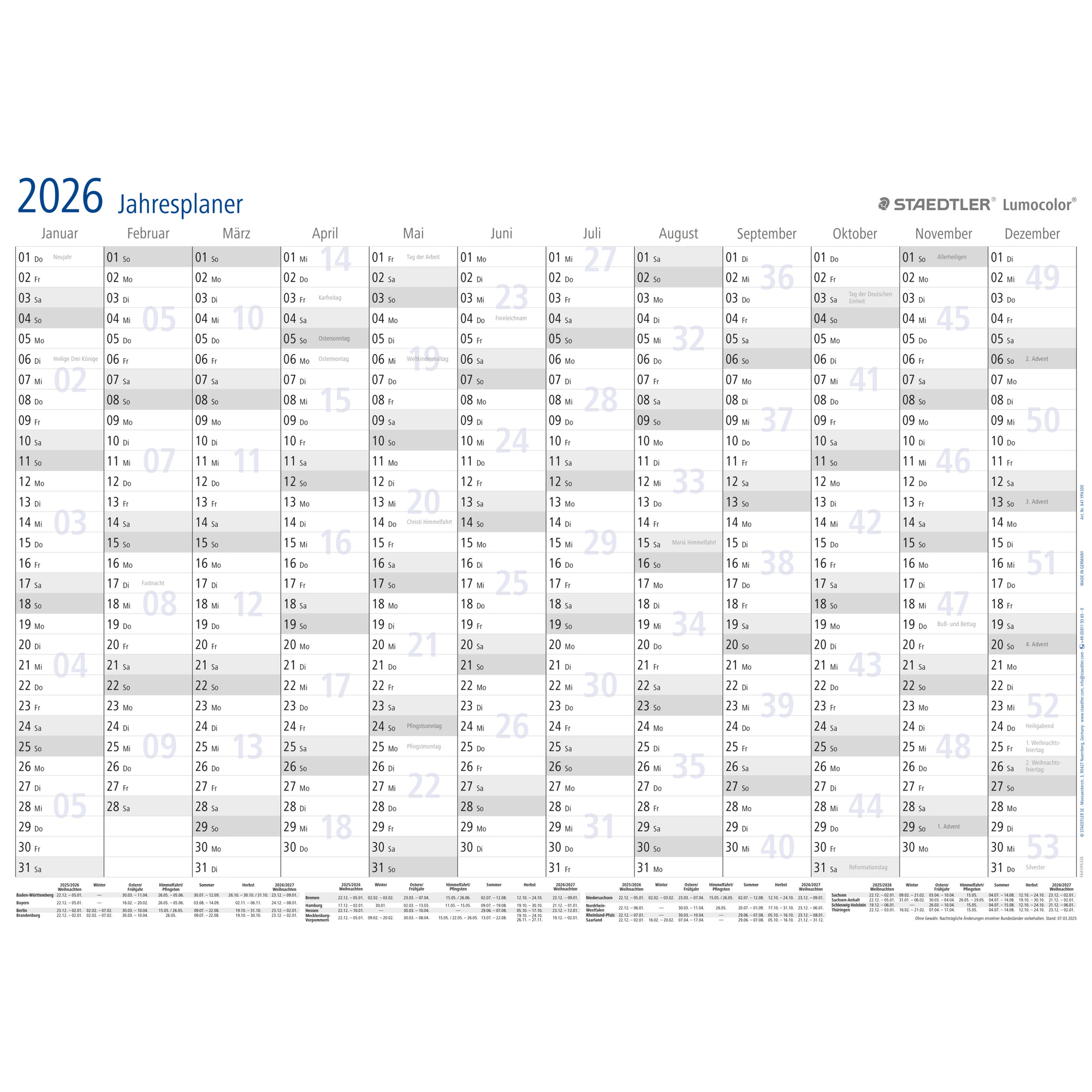 Staedtler Jahresplaner Lumocolor A3 - 3
