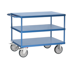 Produktbild von Fetra Tischwagen 3 Etagen – 1000x600 Mm, 600 Kg Tragkraft, Stahlrohr Geschweißt, Pulverbeschichtet RAL 5007 – Mit TPE-Rollen Und Feststellern