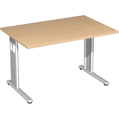 Geramöbel Schreibtisch C Fuß Flex 1.200 x 680-820 x 800 mm (B x H x T) Rechteck buche Produktbild